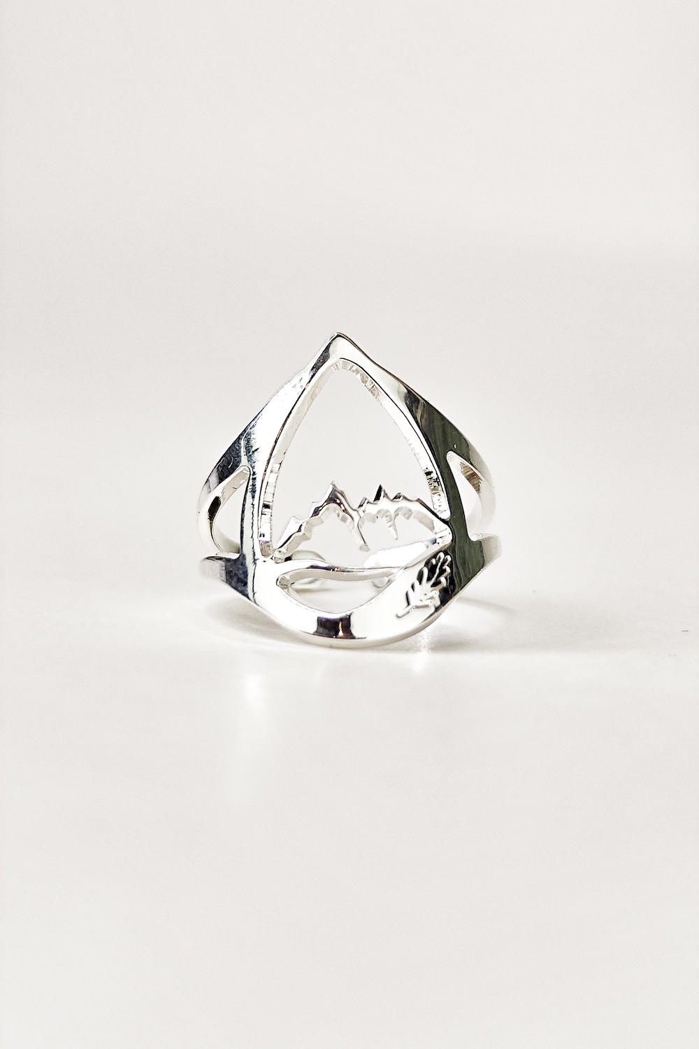 Bague Ajustable Montagne Plaqué Argent - Unisexe Vintage - Cadeau Saint-Valentin Anniversaire - Taille Réglable