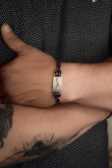Bracelet homme montagne personnalisable, corde - motif Fully- plaqué argent  brossé - bijoux Endé
